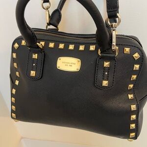 Michael Kors Black Satchel with Gold Studs